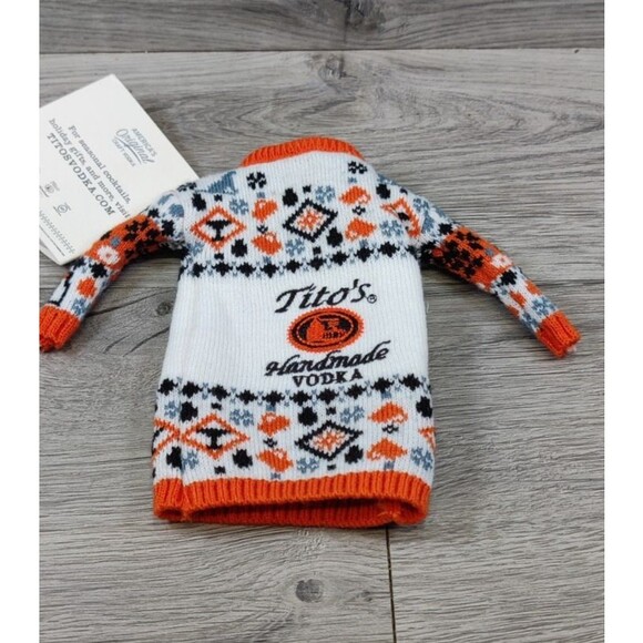 Tito’s Handmade Vodka Mini Ugly Sweater Bottle Cover Collectible Koozie Bottle - Picture 2 of 3